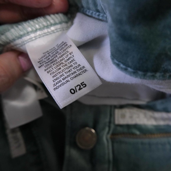 LUCKY BRAND Womens 00 Ava Antartica Sea Foam Crushed Velvet Skinny Jeans Pants - Picture 7 of 16